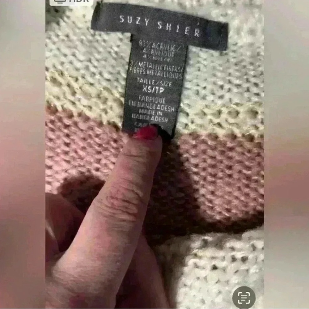 Suzy Shier Pink and White Striped Crew Neck Sweater - Picture 8 of 9